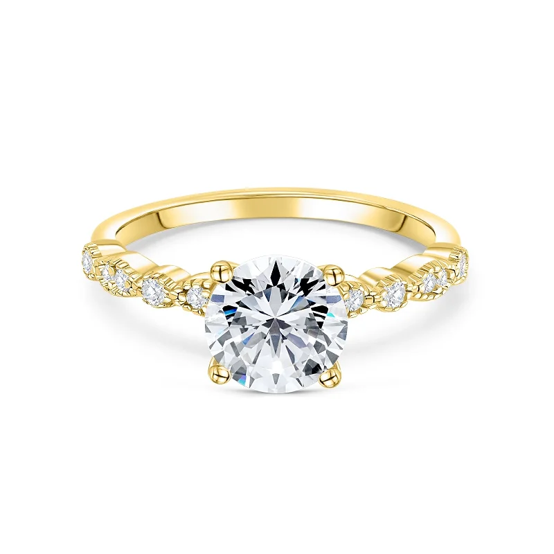 Wedding Ring Set with Diamonds-The Sofia - Gold