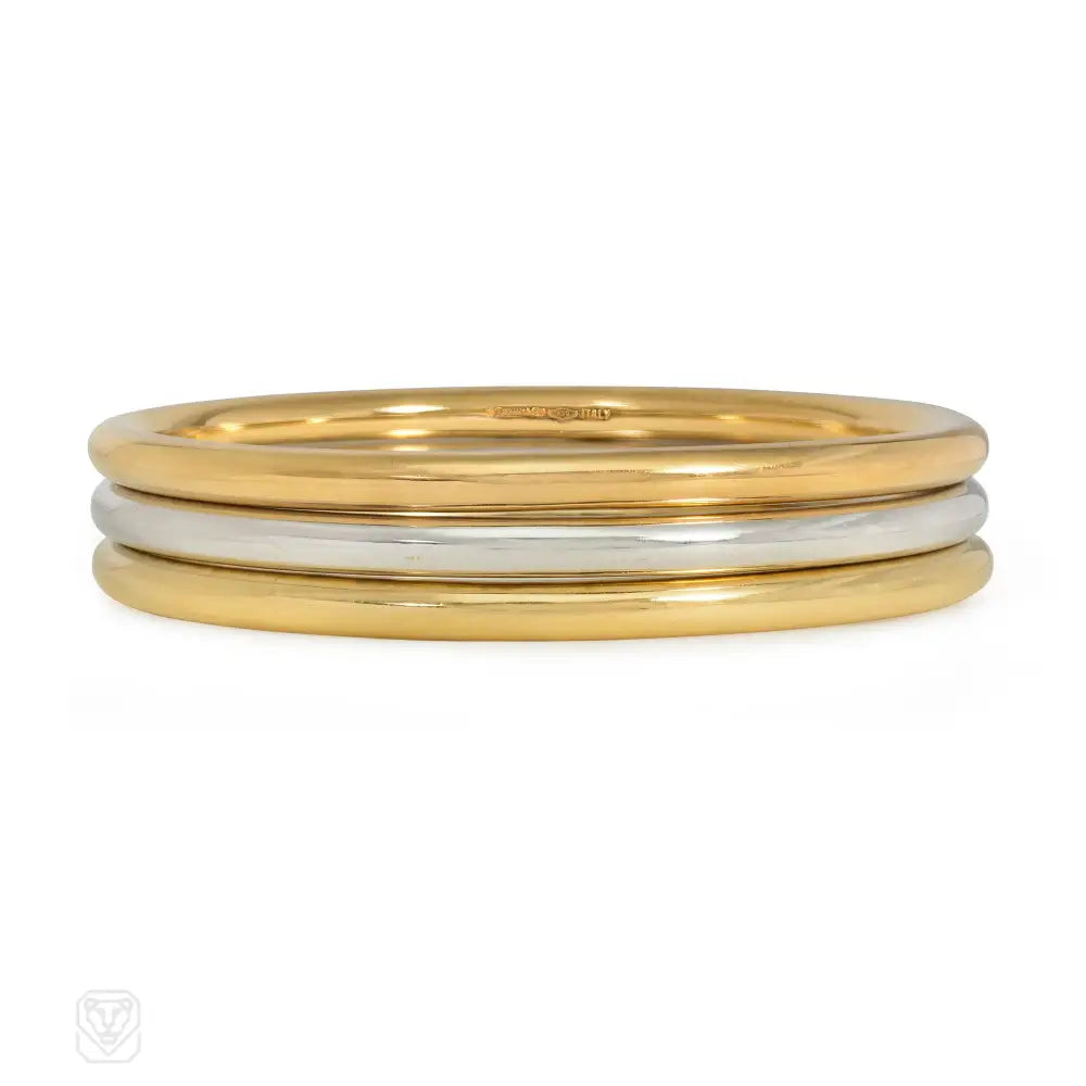 Multi-Layered Gold Bangles-Tiffany & Co. bangles in white, rose, and yellow gold