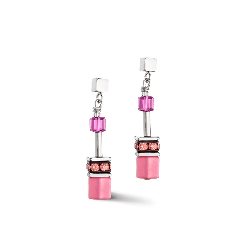 Luxury Stud Earrings-Coeur De Lion GeoCUBE® Iconic Viva Magenta Earrings