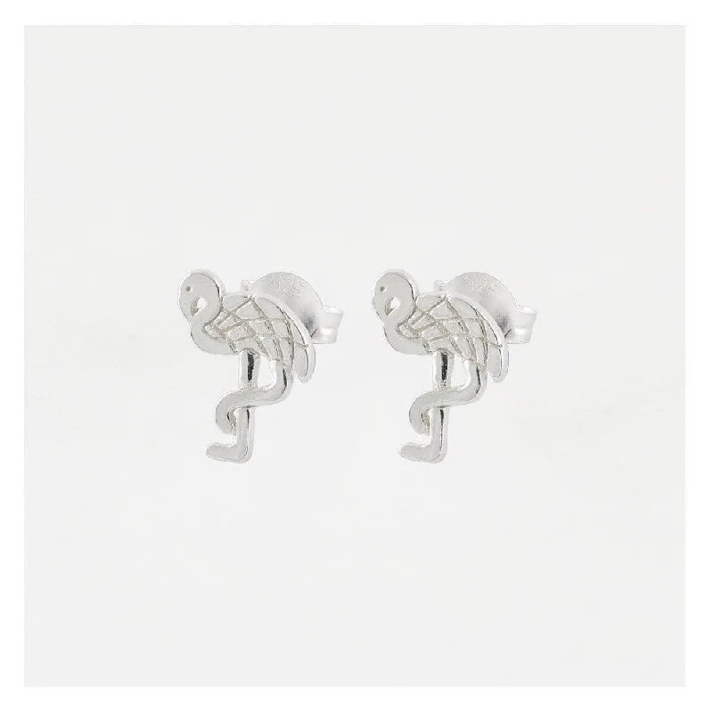 Trendy Gemstone Earrings-Kingsley Ryan Flamingo Stud Earrings - Sterling Silver