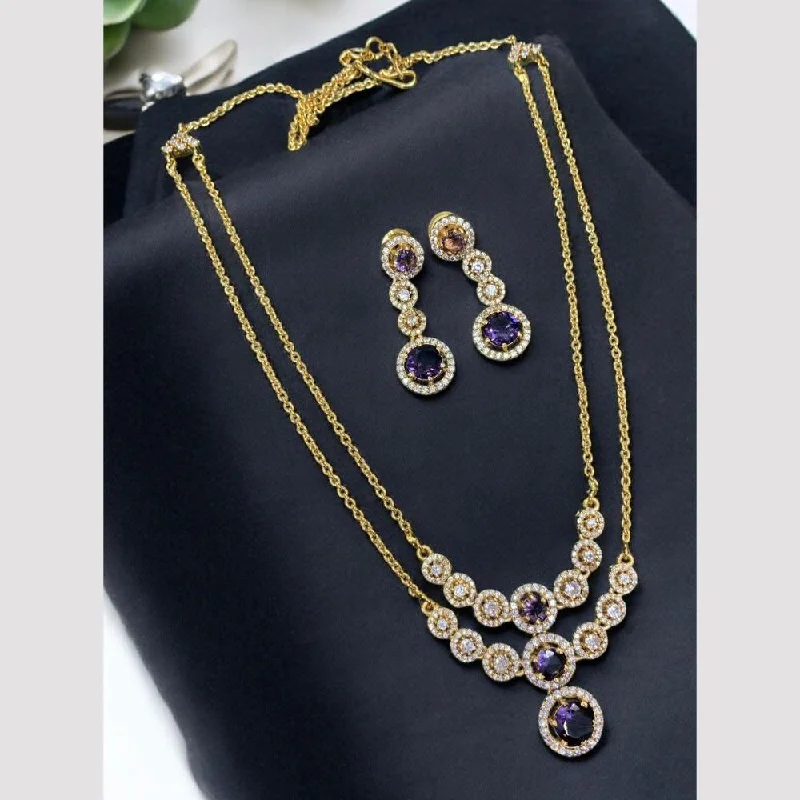 Statement Necklace for Weddings-Sona Creation Gold Plated Austrian Stone Necklace Set