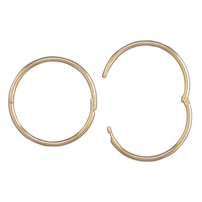 Wedding Diamond Earrings-9ct Gold 1.6cm Sleeper Hoop Earrings