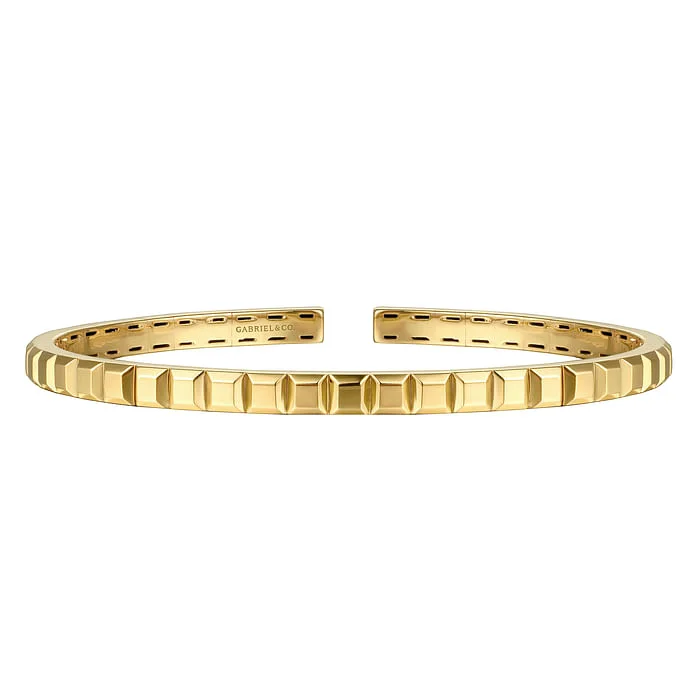 Traditional Wedding Bangles-14K Yellow Plain Gold Split Bangle Bracelet