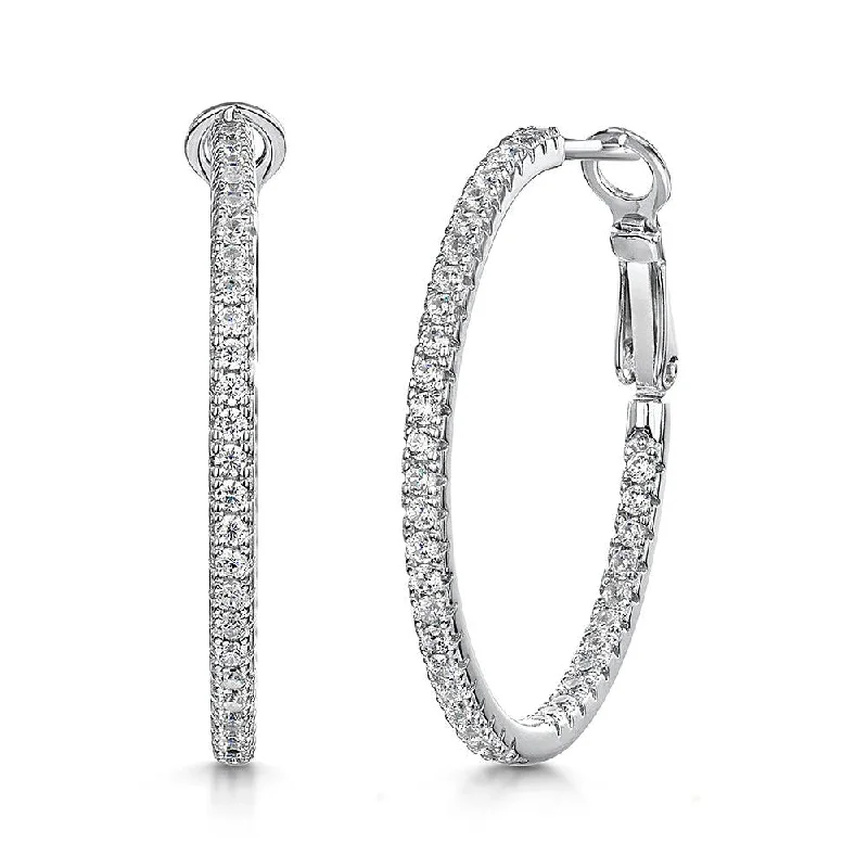 Artistic Crystal Earrings-Jools 30mm Cubic Zirconia Hinged Hoop Earrings