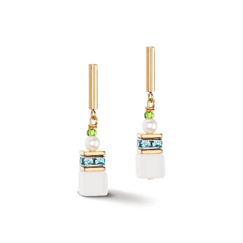 Pink Gold Earrings-Coeur De Lion GeoCUBE® Fusion Festive Multicolour Earrings