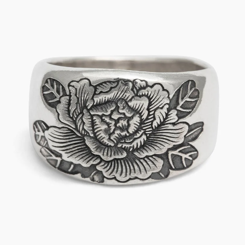 Rose Gold Stackable Ring-Peony Signet