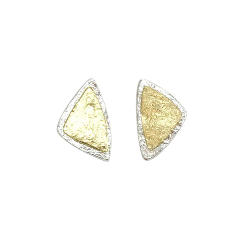 Small Gold Earrings-Sterling Silver Two-Tone Triangle Stud Earrings