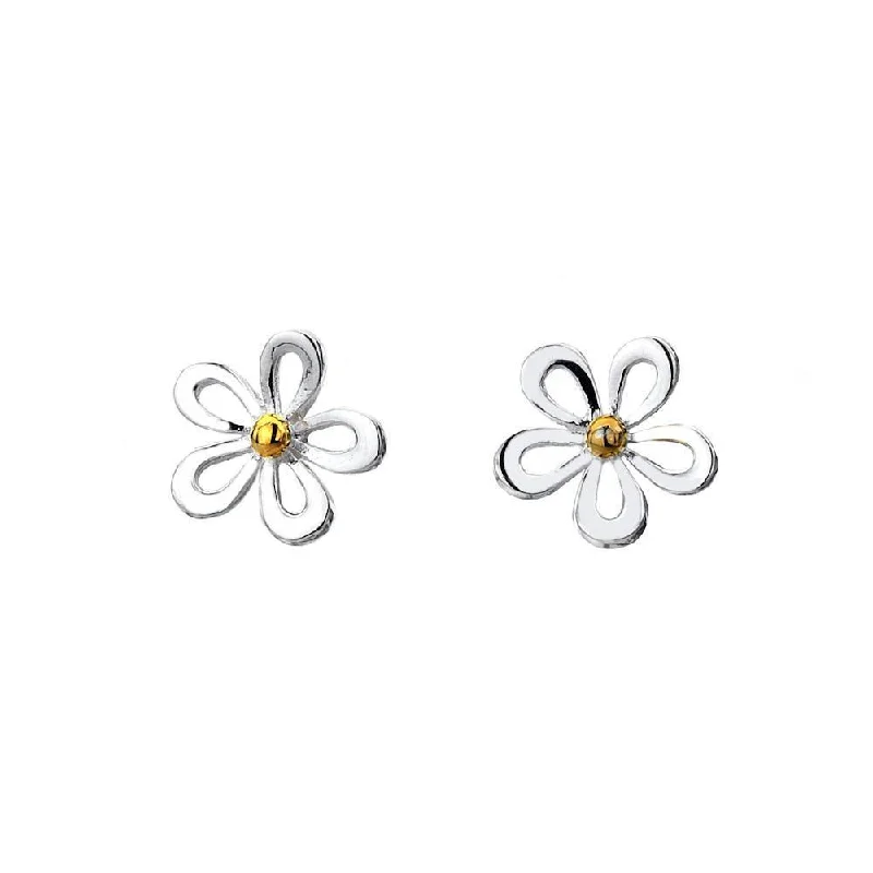 Gold and Silver Earrings-Sea Gems Daisy Flower Earrings