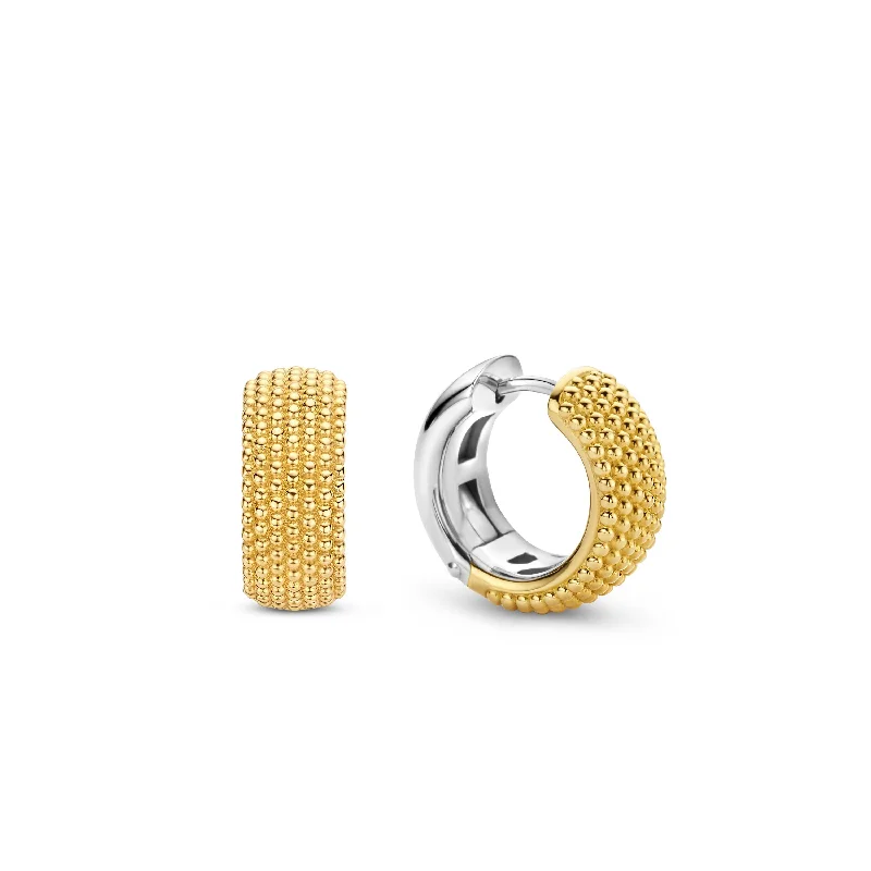 Delicate Diamond Earrings-Ti Sento Wide Structured Gold Hoop Earrings