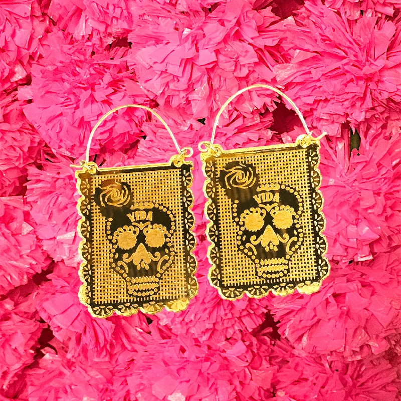 Beaded Drop Earrings-Por Vida Papel Picado Earrings