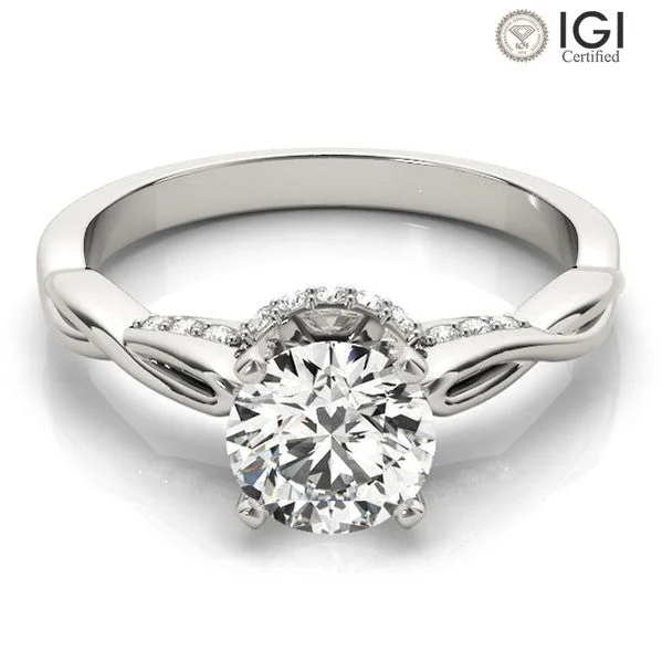 Gold Eternity Ring-Infinity Round Lab Grown Diamond Solitaire Engagement Ring IGI Certified