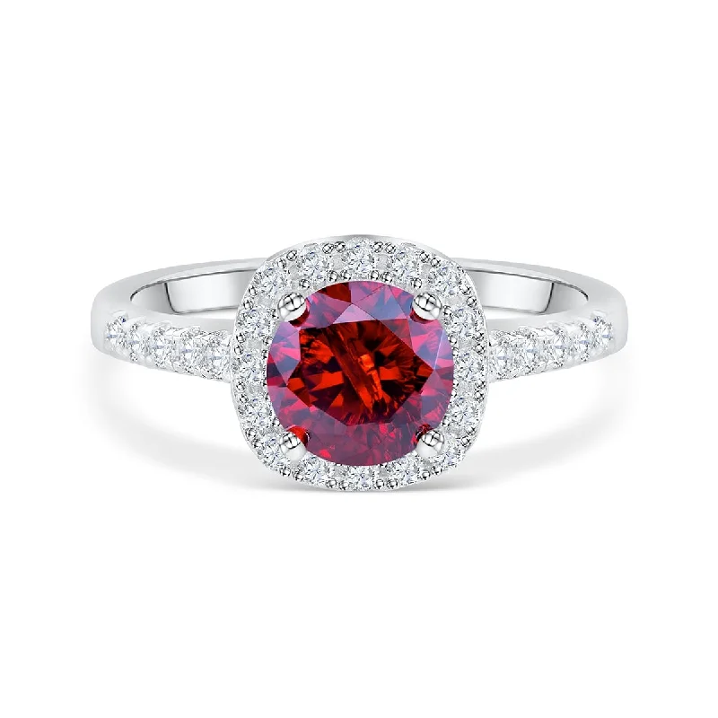 Custom Engagement Ring Set-The Halo - Ruby