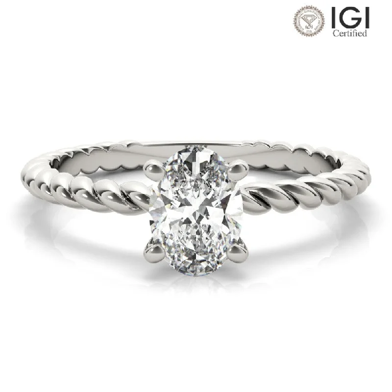 Cute Animal Rings-Eleanor Oval Lab Grown Diamond Solitaire Engagement Ring IGI Certified