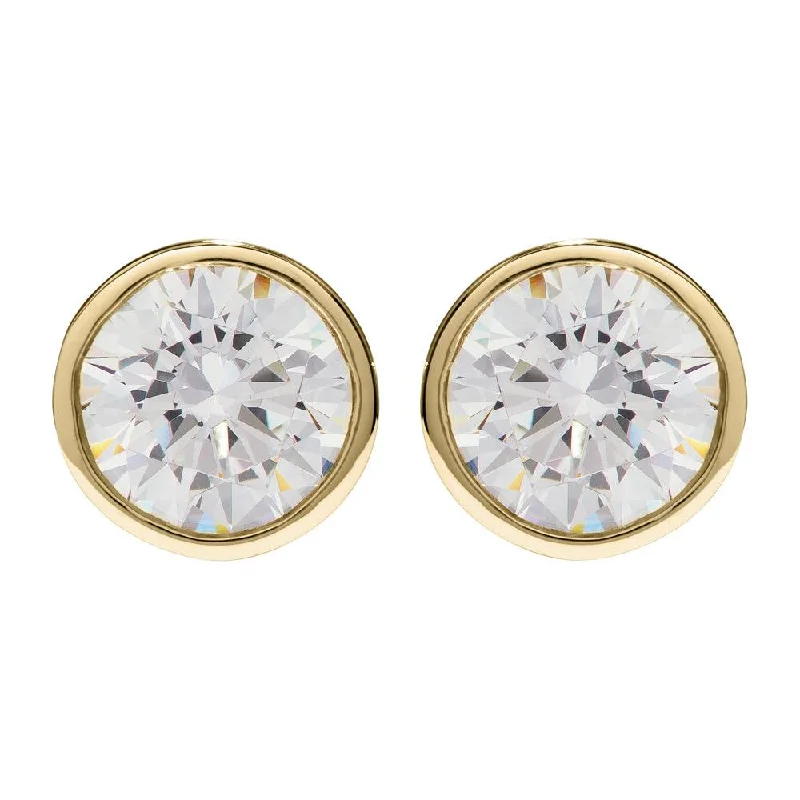 Gold and Silver Earrings-Unique & Co 18ct Gold Vermeil Cubic Zirconia Stud Earrings