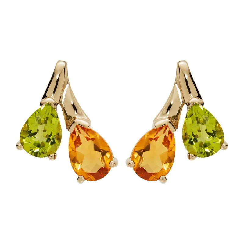 Large Silver Earrings-Unique & Co Gold Vermeil Citrine and Peridot Stud Earrings