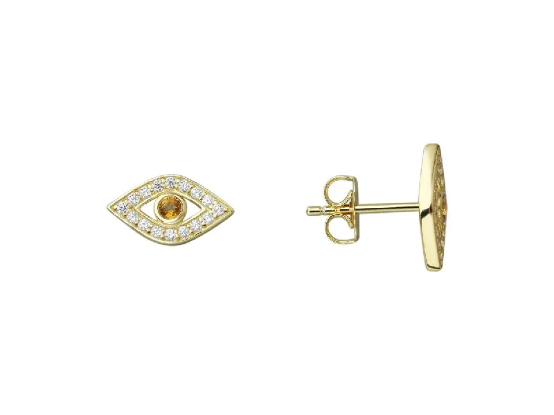 Bohemian Drop Earrings-Golden Eye Stud Earrings and Cubic Zirconia