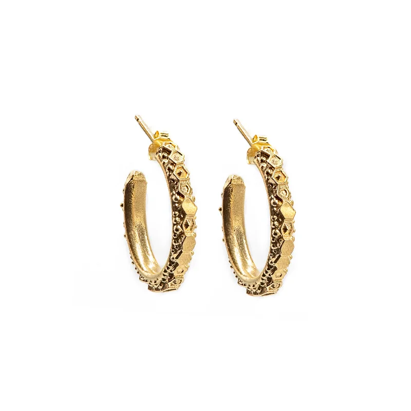 Handcrafted Wooden Earrings-Dainty London 9ct Gold Hebe Hoop Earrings