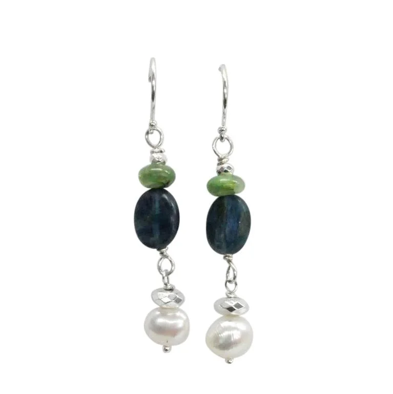 Designer Silver Earrings-Saphirim Multi-Gemstone Drop Earrings