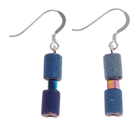 Handmade Earrings-Carrie Elspeth Cobalt Lava Glimmer Drop Earrings