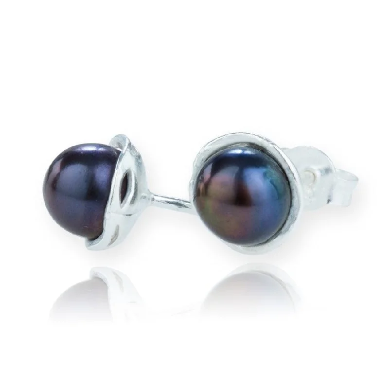 Luxury Hoop Earrings-Lavan Black Peacock Pearl Stud Earrings