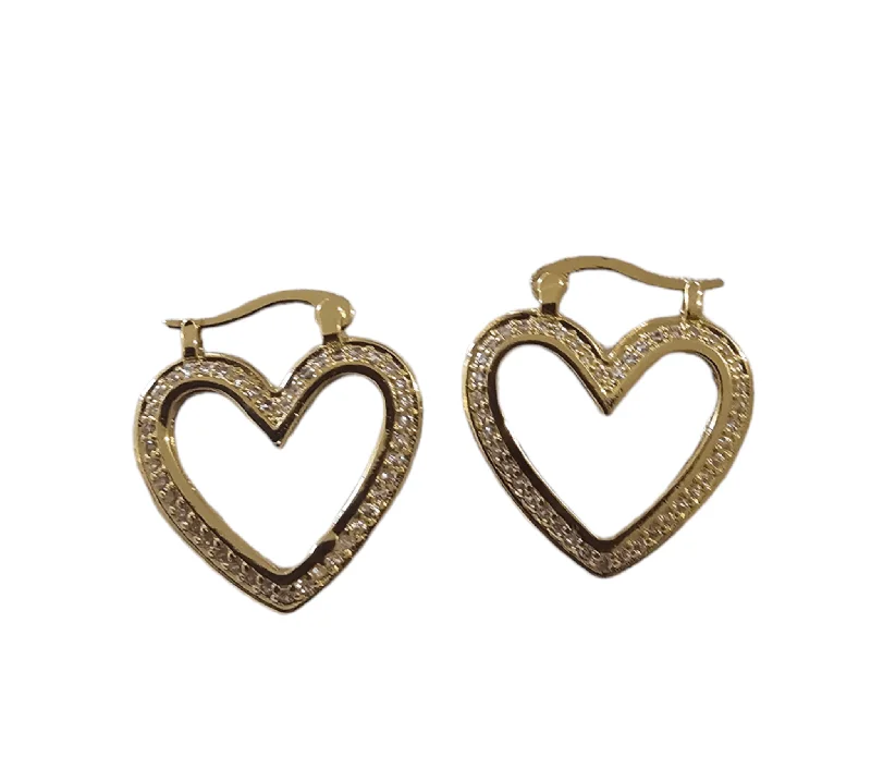 Colorful Hoop Earrings-Heart Cz Mini Hoop Earrings