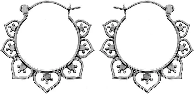 Butterfly Earrings for Women-Sterling Silver Floral Creole Hoop Earrings