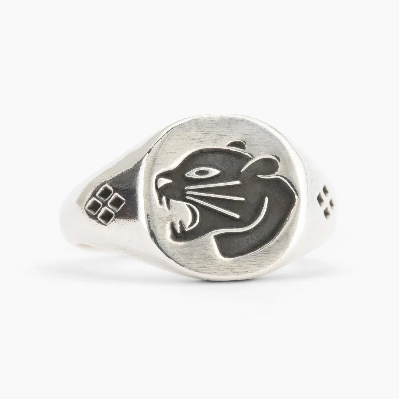 Modern Silver Ring-Panther Signet