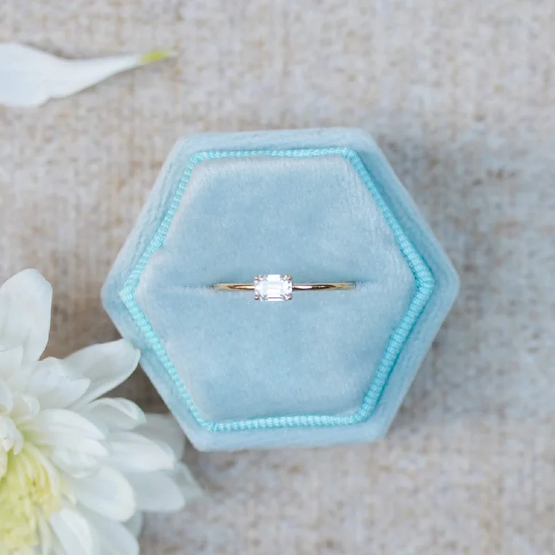 Custom Gemstone Engagement Ring-Minimalist Emerald Cut Diamond Ring - Isla No. 1