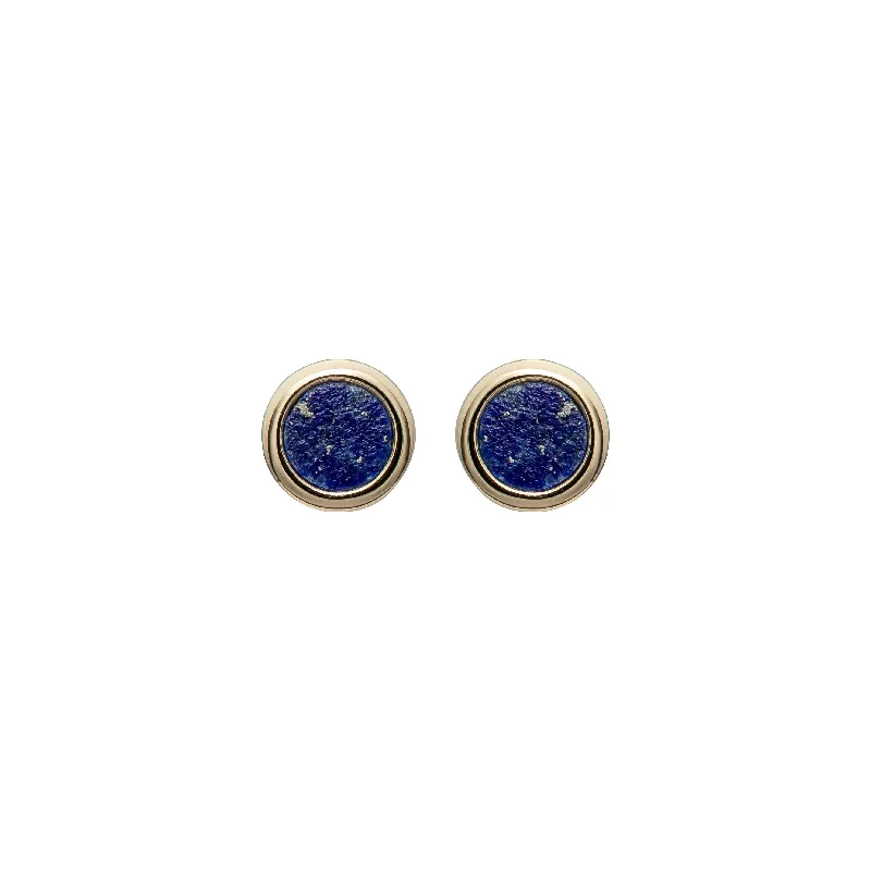 Gold and Pearl Earrings-Unique & Co Lapis Stud Earrings - 18ct Gold Vermeil