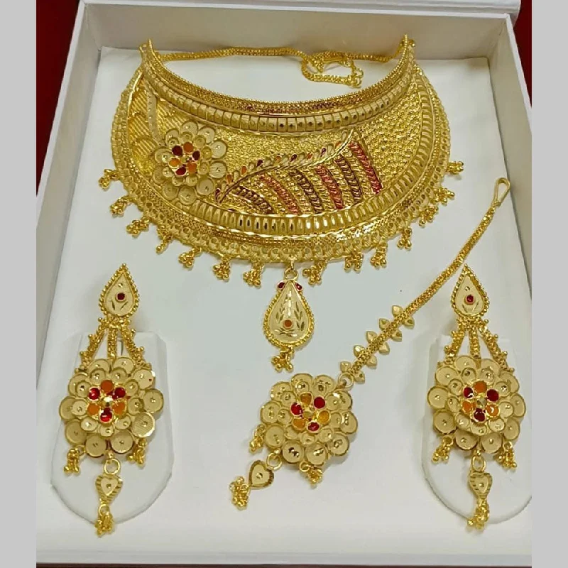 Elegant Gold Necklace-Pari Art Jewellery Forming Choker Necklace Set