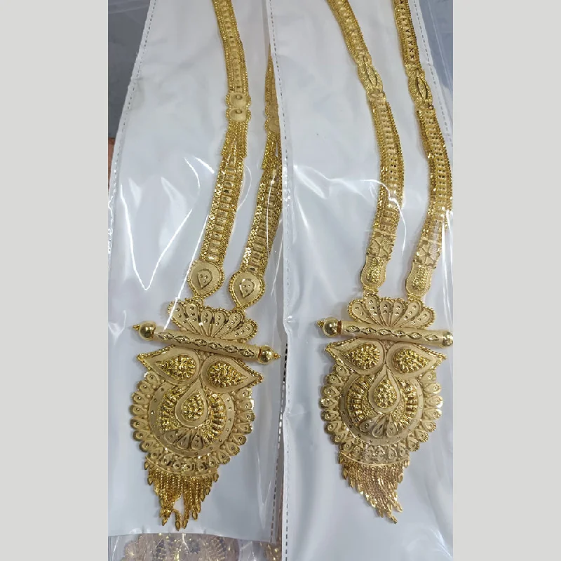 Trendy Gold Pendant Necklace-Pari Art Jewellery Forming Long Necklace Set (1 Piece Only)