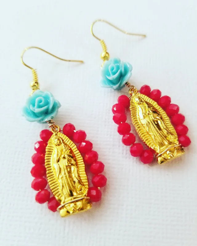 Trendy Ear Jackets-Virgen Crystal Altar Earrings