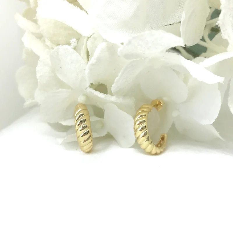 Colorful Hoop Earrings-18k/925 Vermeil Croissant Stud Earrings