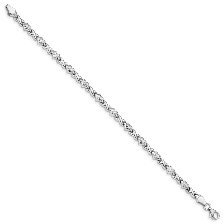 Fashionable Crystal Bracelets-14k White Gold Polished Heart & X Bracelet