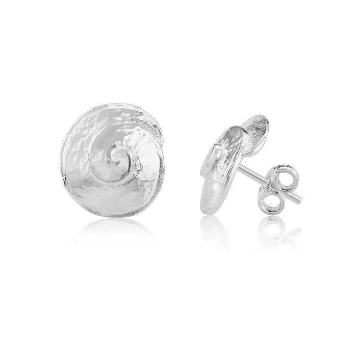 Sterling Silver Drop Earrings-Lavan Large Sterling Silver Seashell Stud Earrings