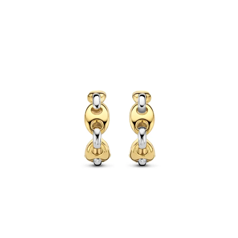 Gemstone Cluster Earrings-Ti Sento 18ct Gold Vermeil Anchor Hoop Earrings