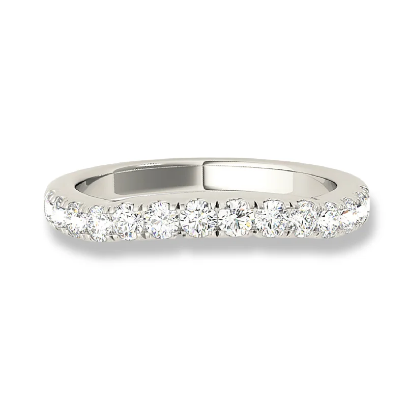 Simple Promise Ring-French Pave Set Diamond Curved Band