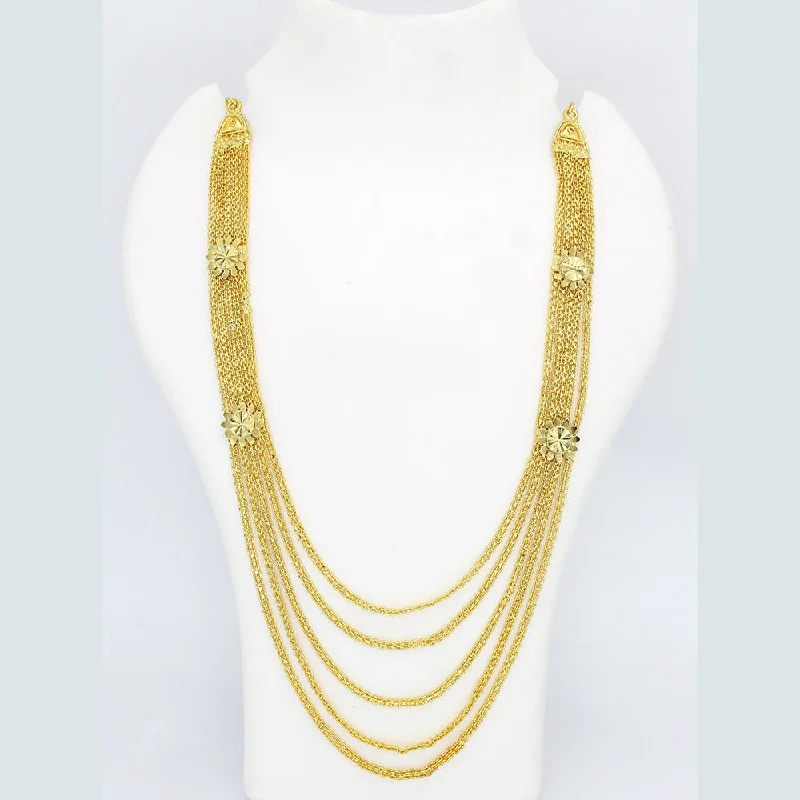 Bohemian Style Necklace-Mahavir Forming Look Gold Plated Long Necklace