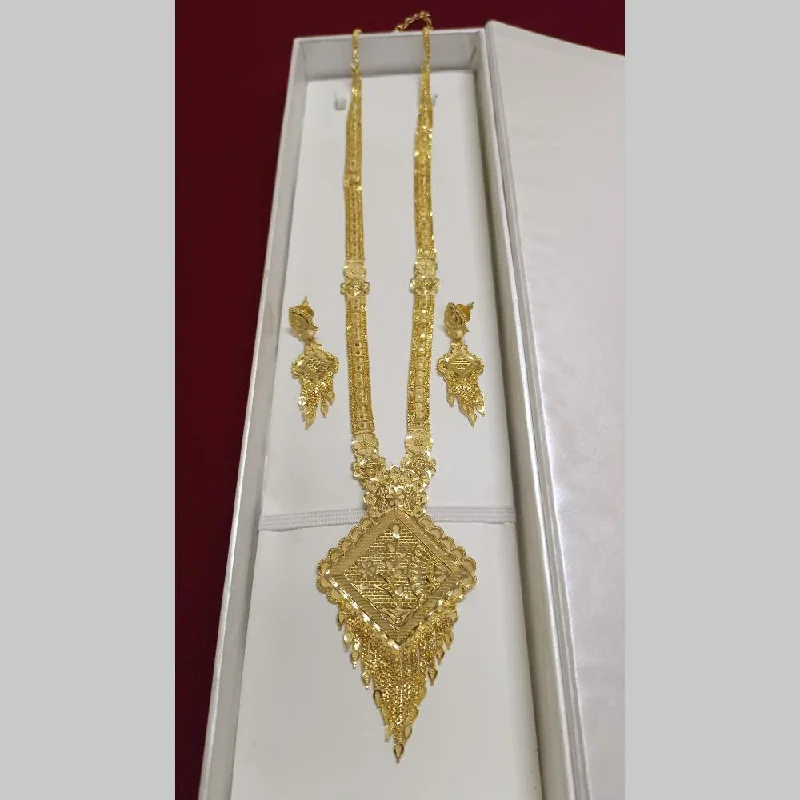 Gold Link Necklace-Pari Art Jewellery Forming Long Necklace Set