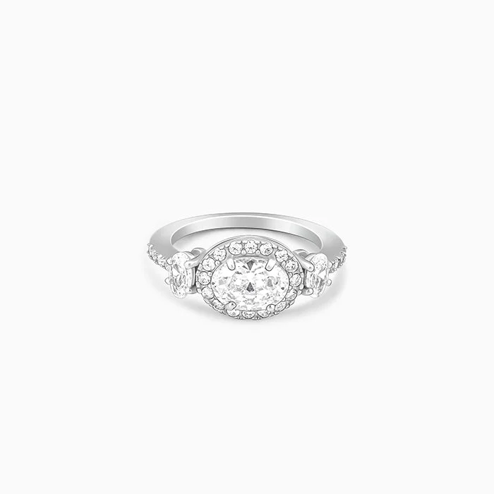 Custom Engagement Ring Set-Silver Celestial Zircon Ring