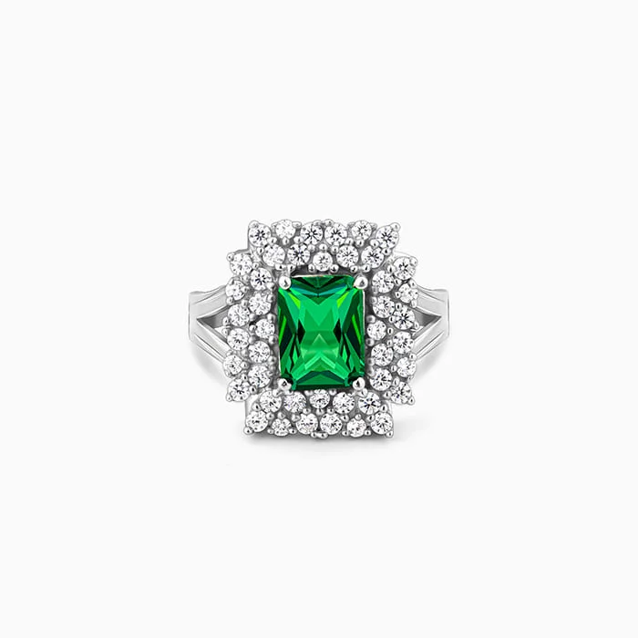 Cute Silver Ring for Women-Silver Emerald Elite Ring