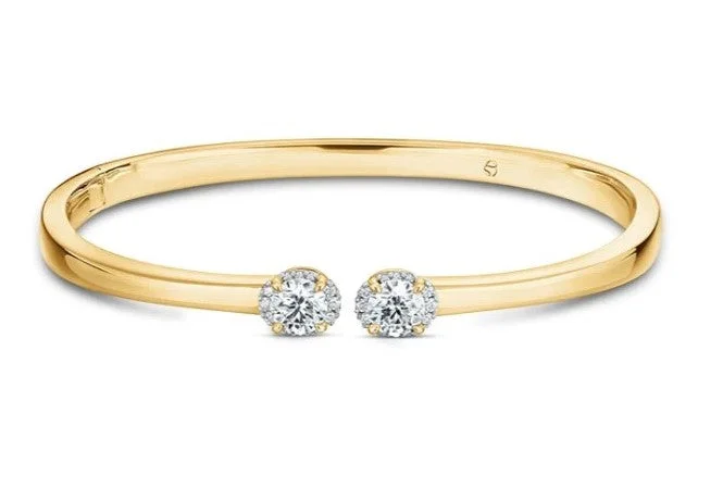 Simple Cuff Bangles-ELLIPSE DIAMOND OPEN BANGLE