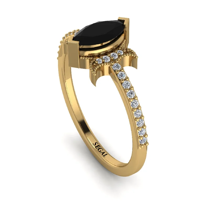 Custom Gemstone Ring-Marquise Cut Black Diamond Pave Ring - Kathleen No. 7