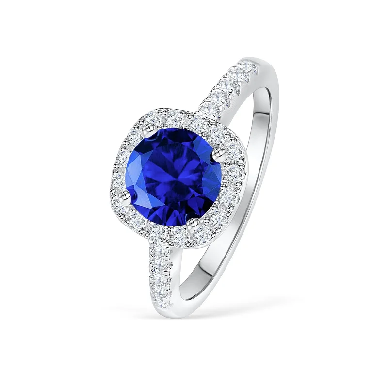 Fashionable Wedding Ring-The Halo - Tanzanite