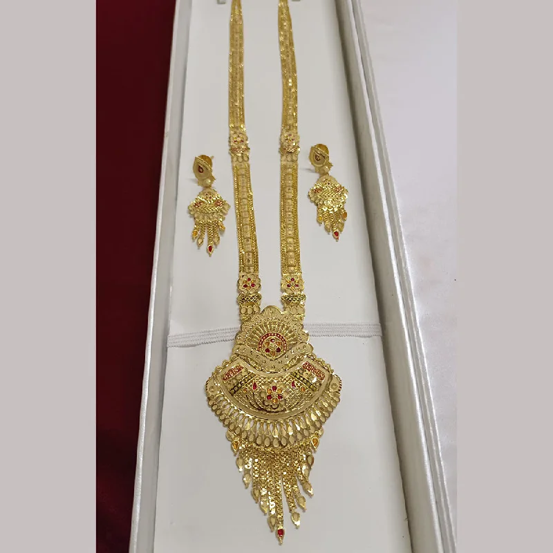 Vintage Gold Necklace-Pari Art Jewellery Forming Long Necklace Set