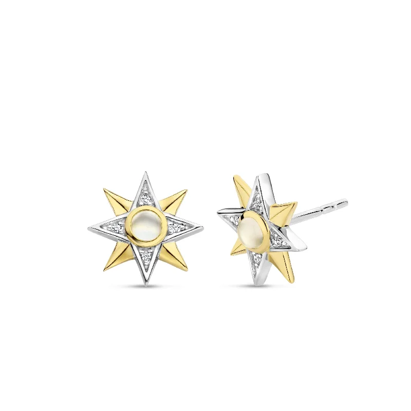 Round Gold Earrings-Ti Sento Gold and Silver Star Earrings