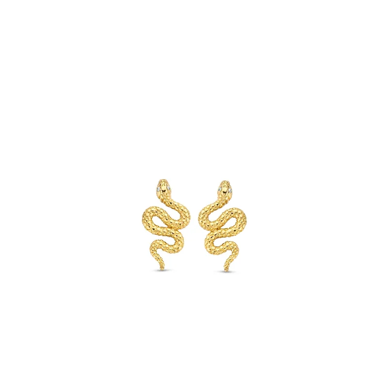 Cute Animal Earrings-Ti Sento Gold Vermeil Snake Stud Earrings