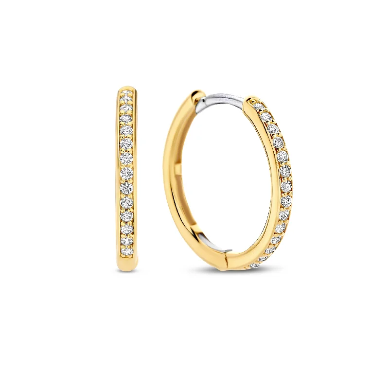 Elegant Crystal Earrings-Ti Sento Gold Medium Hoop Earrings