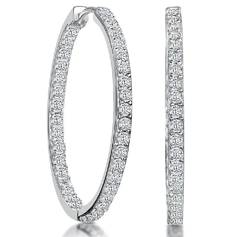 Ethnic Earrings-Large 34mm Cubic Zirconia Hoop Earrings