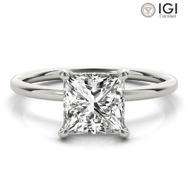 Custom Stacked Ring-Madilyn Princess Lab Grown Diamond Solitaire Engagement Ring IGI Certified